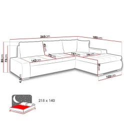 Garnero Arredamenti Divani Angolari|Divani Letto-Divano letto matrimoniale 3 posti 265cm grigio chiaro e scuro Bette