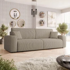 Garnero Arredamenti Divani Lineari|Divani Letto-Divano letto matrimoniale 3 posti 248x90cm velluto a coste tortora Slurp Velluto Poso Tortora