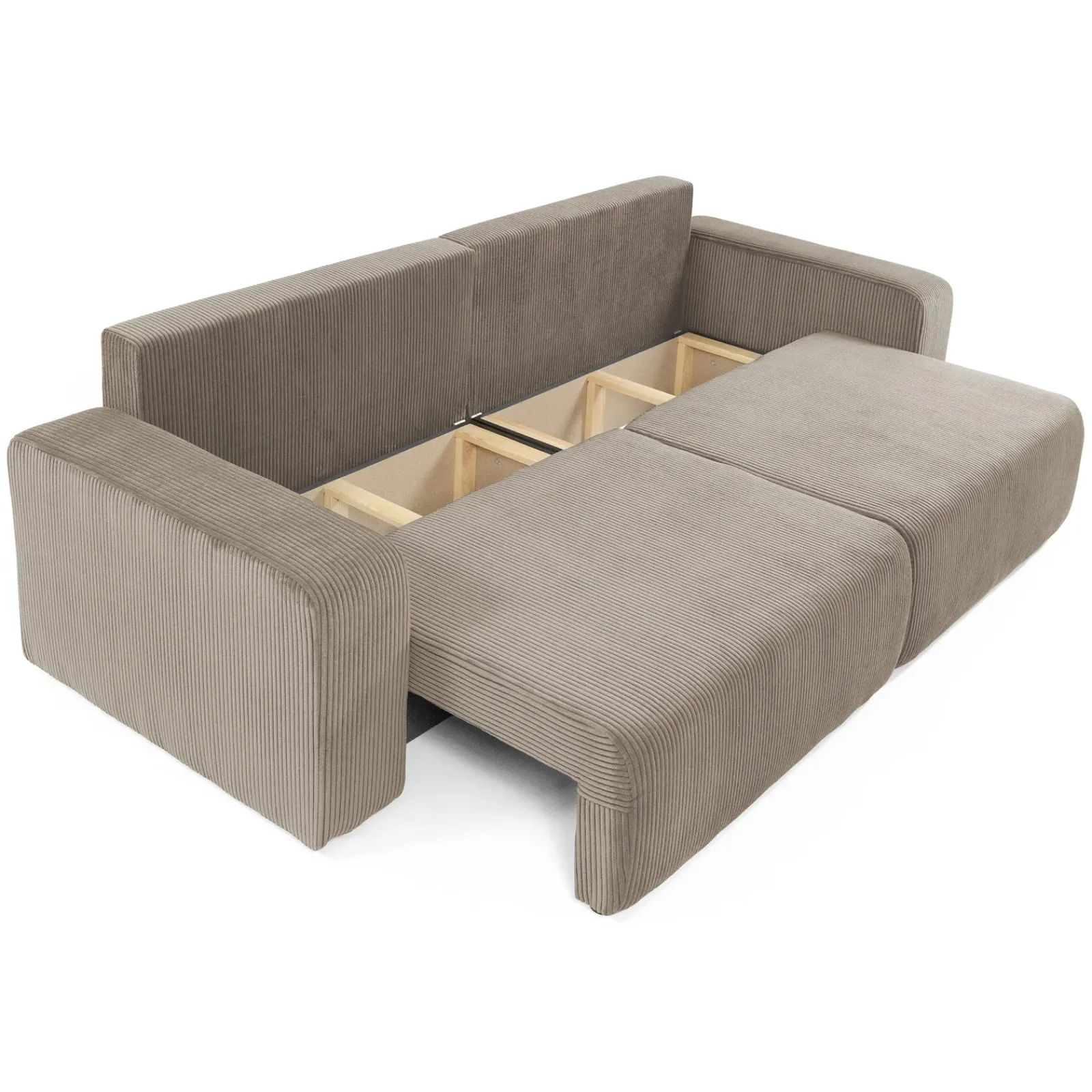 Garnero Arredamenti Divani Lineari|Divani Letto-Divano letto matrimoniale 3 posti 248x90cm velluto a coste tortora Slurp Velluto Poso Tortora