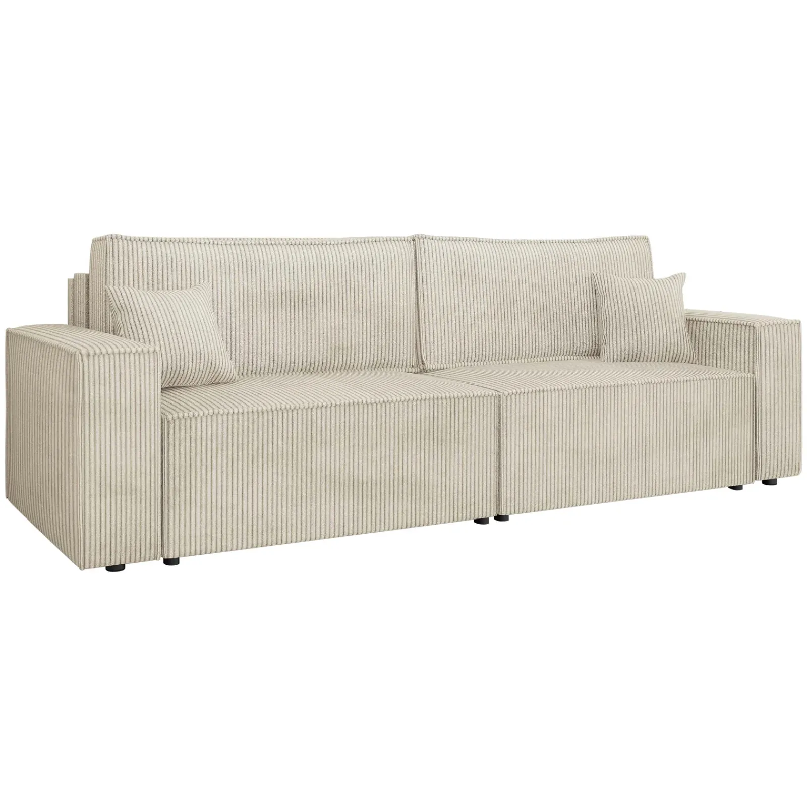 Garnero Arredamenti Divani Lineari|Divani Letto-Divano letto matrimoniale 3 posti 245x90cm velluto a coste beige Ploffy Velluto Poso Beige