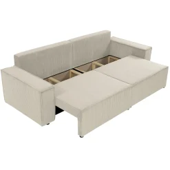 Garnero Arredamenti Divani Lineari|Divani Letto-Divano letto matrimoniale 3 posti 245x90cm velluto a coste beige Ploffy Velluto Poso Beige