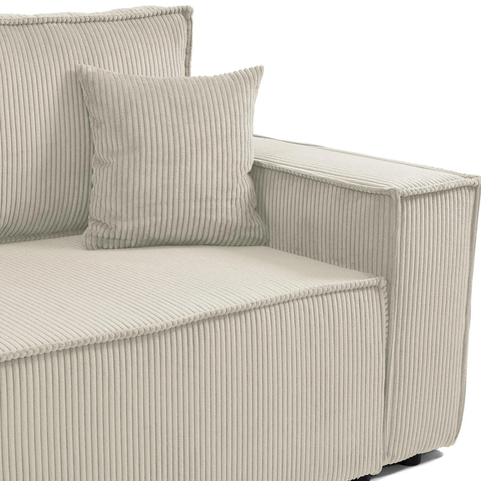 Garnero Arredamenti Divani Lineari|Divani Letto-Divano letto matrimoniale 3 posti 245x90cm velluto a coste beige Ploffy Velluto Poso Beige