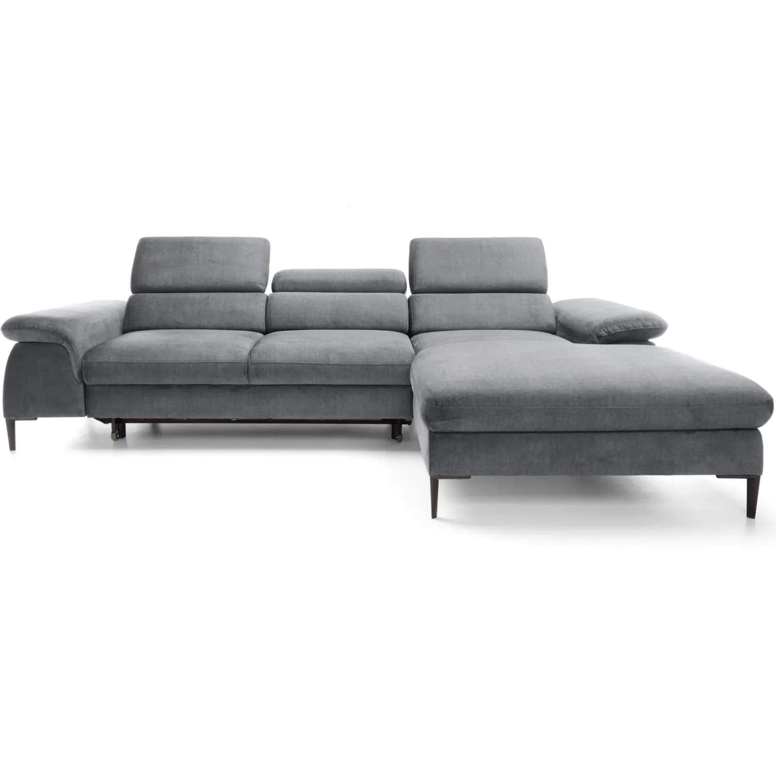 Garnero Arredamenti Divani Angolari|Divani Letto-Divano letto regolabile angolare destra 4 posti 288x182cm tessuto grigio chiaro Loungey Tessuto Vellutato Vogue Grigio Chiaro