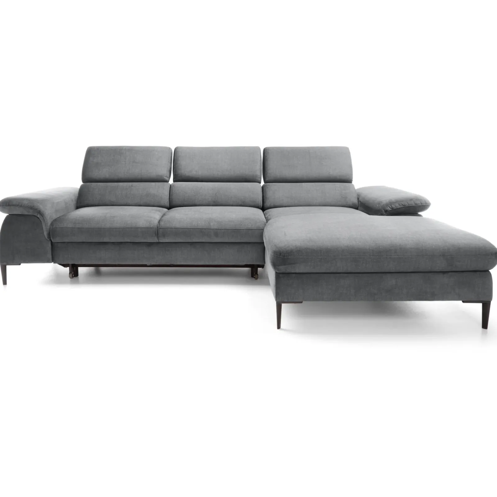 Garnero Arredamenti Divani Angolari|Divani Letto-Divano letto regolabile angolare destra 4 posti 288x182cm tessuto grigio chiaro Loungey Tessuto Vellutato Vogue Grigio Chiaro