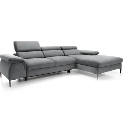 Garnero Arredamenti Divani Angolari|Divani Letto-Divano letto regolabile angolare destra 4 posti 288x182cm tessuto grigio chiaro Loungey Tessuto Vellutato Vogue Grigio Chiaro