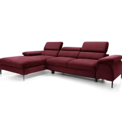 Garnero Arredamenti Divani Angolari|Divani Letto-Divano letto regolabile angolare sinistra 4 posti 288x182cm tessuto rosso bordeaux Loungey Tessuto Vellutato Vogue Bordeaux