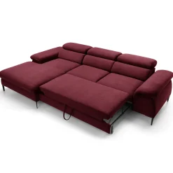 Garnero Arredamenti Divani Angolari|Divani Letto-Divano letto regolabile angolare sinistra 4 posti 288x182cm tessuto rosso bordeaux Loungey Tessuto Vellutato Vogue Bordeaux