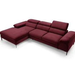Garnero Arredamenti Divani Angolari|Divani Letto-Divano letto regolabile angolare sinistra 4 posti 288x182cm tessuto rosso bordeaux Loungey Tessuto Vellutato Vogue Bordeaux