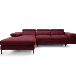 Garnero Arredamenti Divani Angolari|Divani Letto-Divano letto regolabile angolare sinistra 4 posti 288x182cm tessuto rosso bordeaux Loungey Tessuto Vellutato Vogue Bordeaux