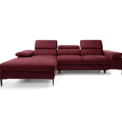 Garnero Arredamenti Divani Angolari|Divani Letto-Divano letto regolabile angolare sinistra 4 posti 288x182cm tessuto rosso bordeaux Loungey Tessuto Vellutato Vogue Bordeaux