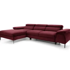 Garnero Arredamenti Divani Angolari|Divani Letto-Divano letto regolabile angolare sinistra 4 posti 288x182cm tessuto rosso bordeaux Loungey Tessuto Vellutato Vogue Bordeaux