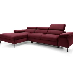 Garnero Arredamenti Divani Angolari|Divani Letto-Divano letto regolabile angolare sinistra 4 posti 288x182cm tessuto rosso bordeaux Loungey Tessuto Vellutato Vogue Bordeaux