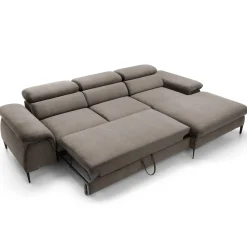 Garnero Arredamenti Divani Angolari|Divani Letto-Divano letto regolabile angolare destra 4 posti 288x182cm tessuto beige Loungey Tessuto Vellutato Vogue Beige