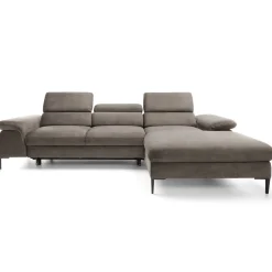 Garnero Arredamenti Divani Angolari|Divani Letto-Divano letto regolabile angolare destra 4 posti 288x182cm tessuto beige Loungey Tessuto Vellutato Vogue Beige