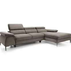 Garnero Arredamenti Divani Angolari|Divani Letto-Divano letto regolabile angolare destra 4 posti 288x182cm tessuto beige Loungey Tessuto Vellutato Vogue Beige