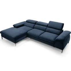 Garnero Arredamenti Divani Angolari|Divani Letto-Divano letto regolabile angolare sinistra 4 posti 288x182cm tessuto blu Loungey Tessuto Vellutato Vogue Blu