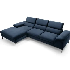 Garnero Arredamenti Divani Angolari|Divani Letto-Divano letto regolabile angolare sinistra 4 posti 288x182cm tessuto blu Loungey Tessuto Vellutato Vogue Blu
