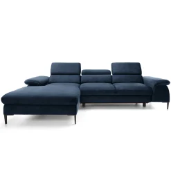 Garnero Arredamenti Divani Angolari|Divani Letto-Divano letto regolabile angolare sinistra 4 posti 288x182cm tessuto blu Loungey Tessuto Vellutato Vogue Blu