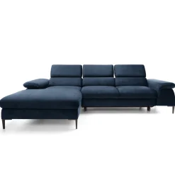 Garnero Arredamenti Divani Angolari|Divani Letto-Divano letto regolabile angolare sinistra 4 posti 288x182cm tessuto blu Loungey Tessuto Vellutato Vogue Blu