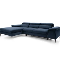 Garnero Arredamenti Divani Angolari|Divani Letto-Divano letto regolabile angolare sinistra 4 posti 288x182cm tessuto blu Loungey Tessuto Vellutato Vogue Blu