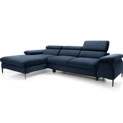 Garnero Arredamenti Divani Angolari|Divani Letto-Divano letto regolabile angolare sinistra 4 posti 288x182cm tessuto blu Loungey Tessuto Vellutato Vogue Blu