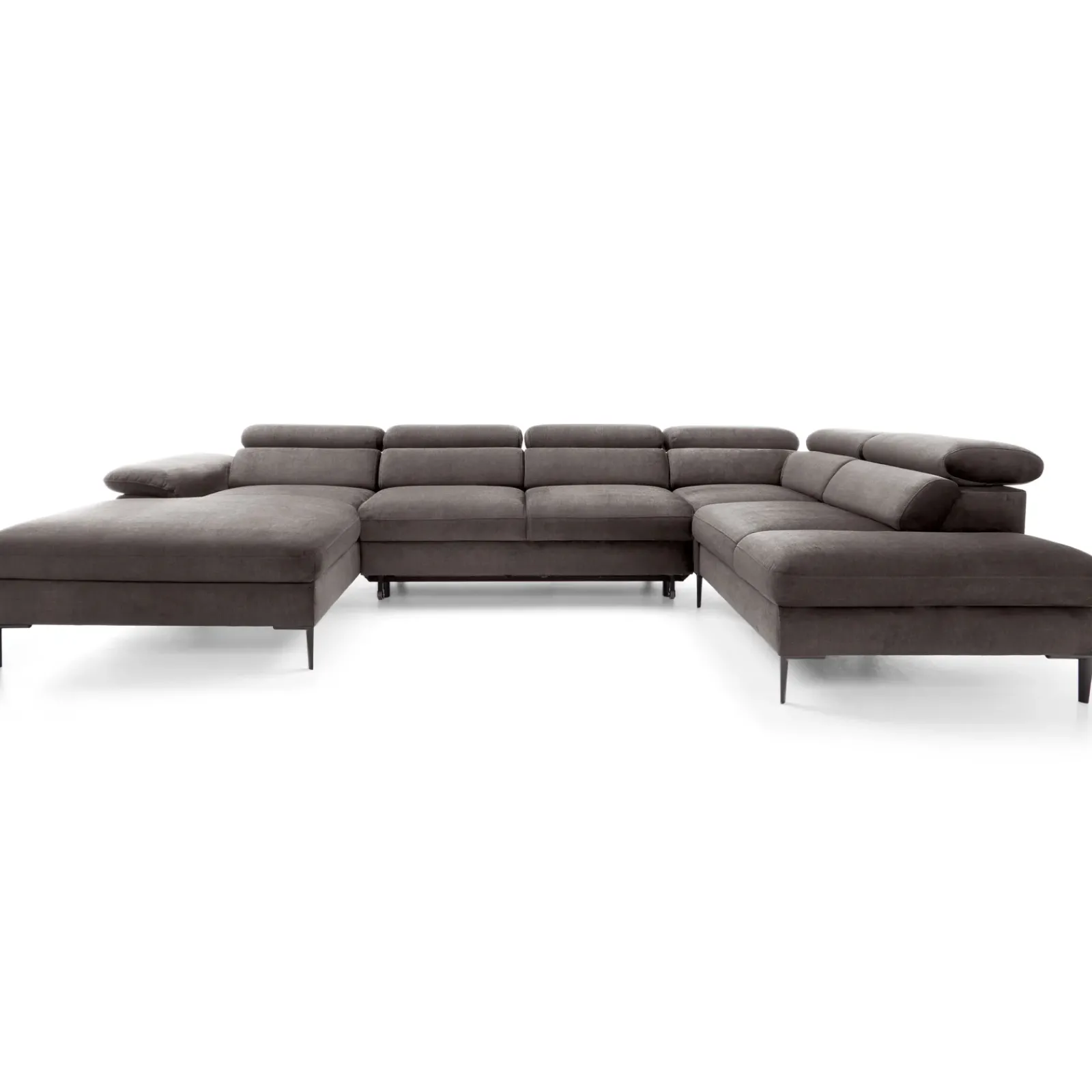 Garnero Arredamenti Divani Angolari|Divani Letto-Divano letto regolabile angolare destro 5 posti 353x214cm tessuto tortora scuro Calmora Tessuto Vellutato Vogue Tortora Scuro