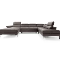 Garnero Arredamenti Divani Angolari|Divani Letto-Divano letto regolabile angolare destro 5 posti 353x214cm tessuto tortora scuro Calmora Tessuto Vellutato Vogue Tortora Scuro