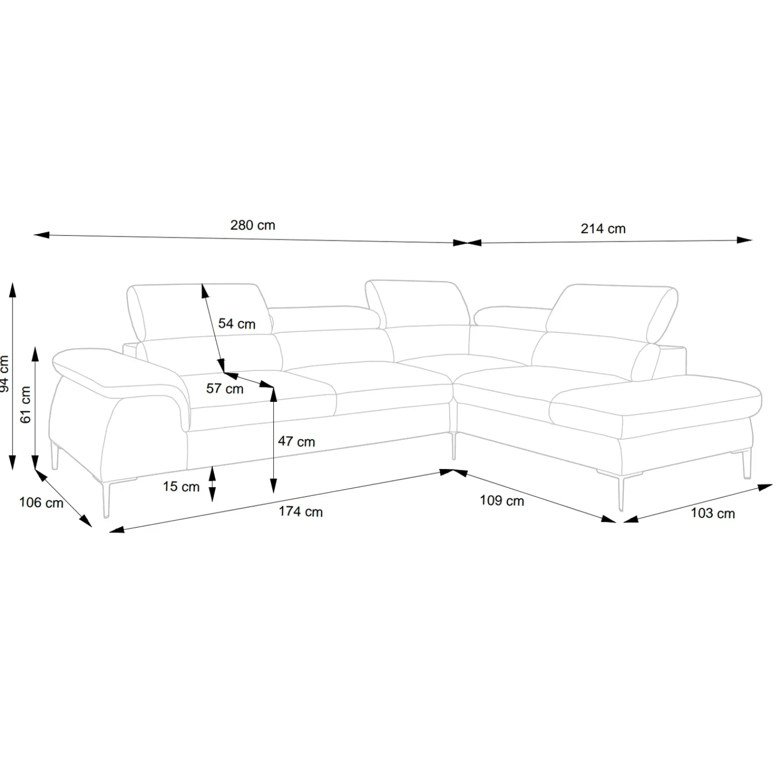 Garnero Arredamenti Divani Angolari|Divani Letto-Divano letto regolabile angolare sinistra 5 posti 280x214cm tessuto tortora Snuggity Tessuto Vellutato Vogue Tortora
