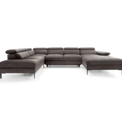 Garnero Arredamenti Divani Angolari|Divani Letto-Divano letto regolabile angolare sinistro 5 posti 353x214cm tessuto tortora scuro Calmora Tessuto Vellutato Vogue Tortora Scuro