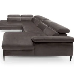 Garnero Arredamenti Divani Angolari|Divani Letto-Divano letto regolabile angolare sinistro 5 posti 353x214cm tessuto tortora scuro Calmora Tessuto Vellutato Vogue Tortora Scuro