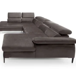 Garnero Arredamenti Divani Angolari|Divani Letto-Divano letto regolabile angolare sinistro 5 posti 353x214cm tessuto tortora scuro Calmora Tessuto Vellutato Vogue Tortora Scuro