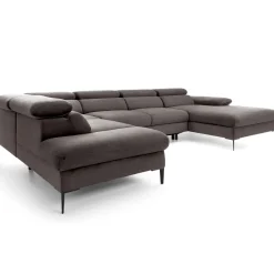 Garnero Arredamenti Divani Angolari|Divani Letto-Divano letto regolabile angolare sinistro 5 posti 353x214cm tessuto tortora scuro Calmora Tessuto Vellutato Vogue Tortora Scuro