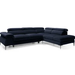 Garnero Arredamenti Divani Angolari|Divani Letto-Divano letto regolabile angolare destra 5 posti 280x214cm tessuto blu Snuggity Tessuto Vellutato Vogue Blu