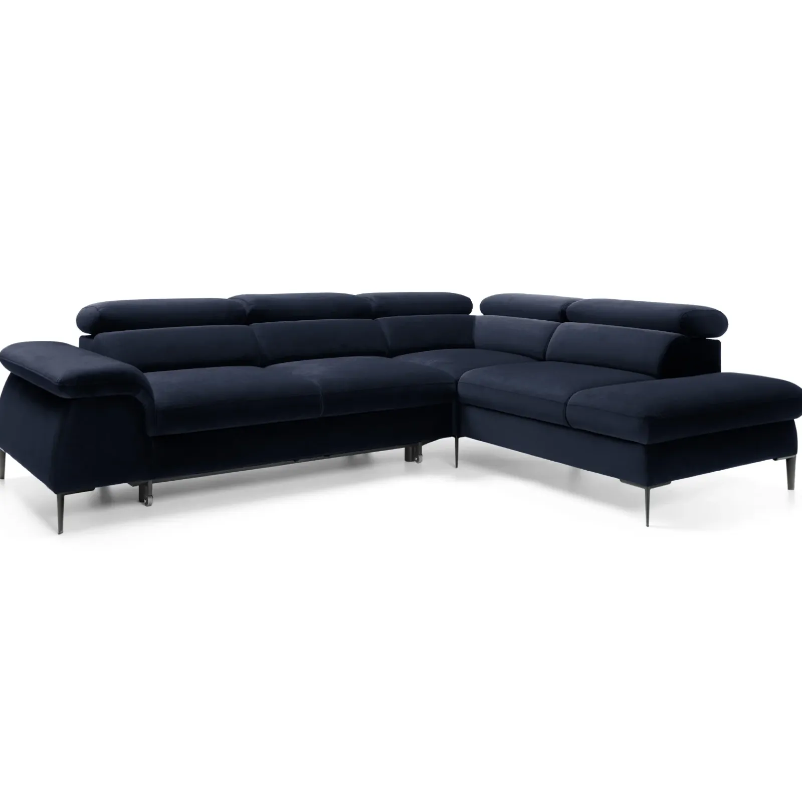 Garnero Arredamenti Divani Angolari|Divani Letto-Divano letto regolabile angolare destra 5 posti 280x214cm tessuto blu Snuggity Tessuto Vellutato Vogue Blu