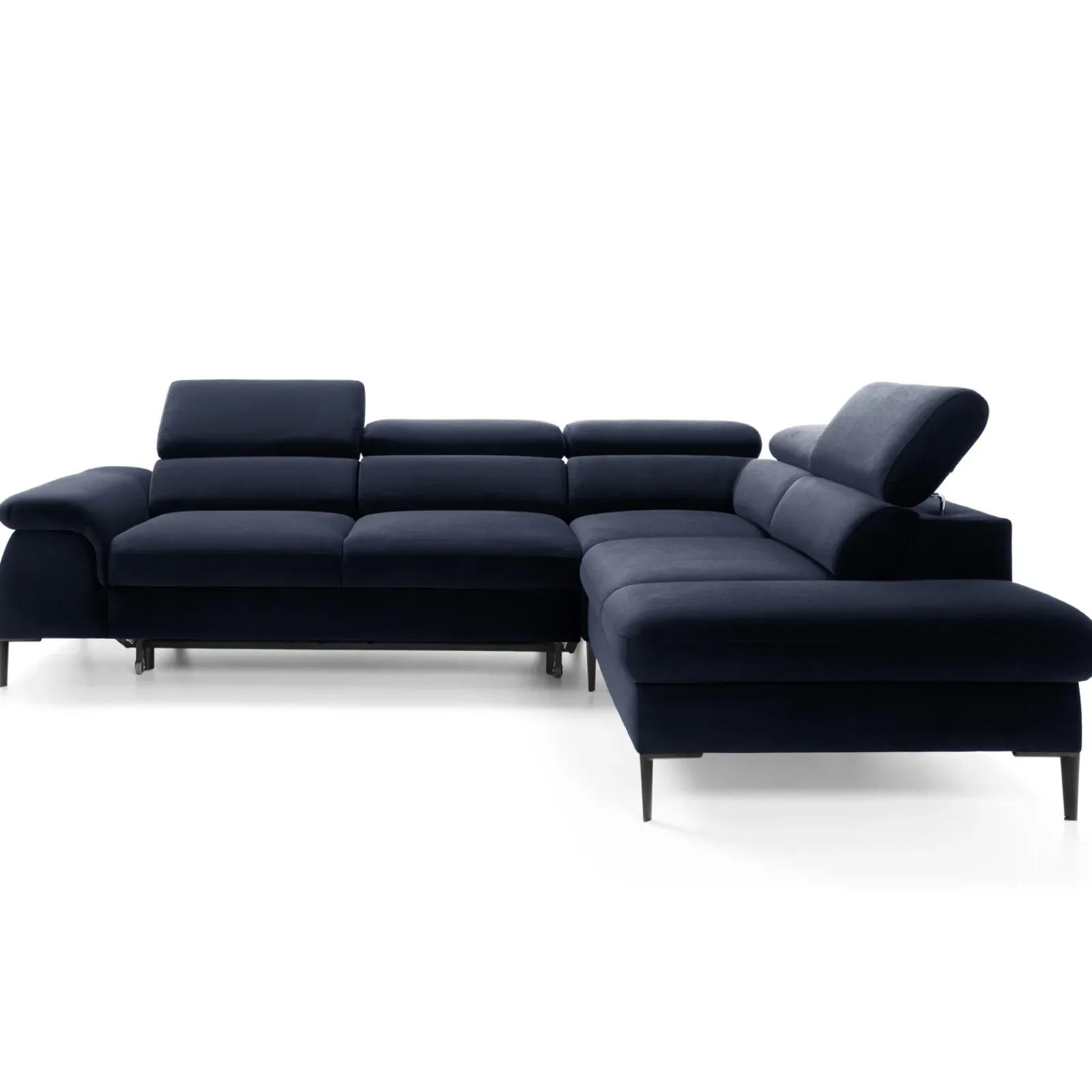 Garnero Arredamenti Divani Angolari|Divani Letto-Divano letto regolabile angolare destra 5 posti 280x214cm tessuto blu Snuggity Tessuto Vellutato Vogue Blu