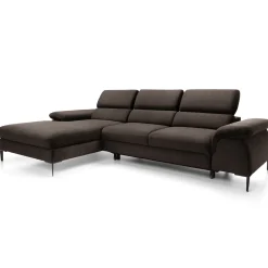 Garnero Arredamenti Divani Angolari|Divani Letto-Divano letto regolabile angolare sinistra 4 posti 288x182cm tessuto marrone Loungey Tessuto Vellutato Vogue Marrone