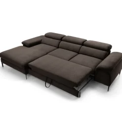 Garnero Arredamenti Divani Angolari|Divani Letto-Divano letto regolabile angolare sinistra 4 posti 288x182cm tessuto marrone Loungey Tessuto Vellutato Vogue Marrone