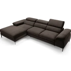 Garnero Arredamenti Divani Angolari|Divani Letto-Divano letto regolabile angolare sinistra 4 posti 288x182cm tessuto marrone Loungey Tessuto Vellutato Vogue Marrone