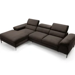 Garnero Arredamenti Divani Angolari|Divani Letto-Divano letto regolabile angolare sinistra 4 posti 288x182cm tessuto marrone Loungey Tessuto Vellutato Vogue Marrone