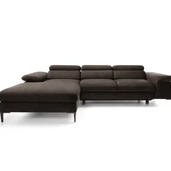 Garnero Arredamenti Divani Angolari|Divani Letto-Divano letto regolabile angolare sinistra 4 posti 288x182cm tessuto marrone Loungey Tessuto Vellutato Vogue Marrone