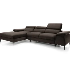 Garnero Arredamenti Divani Angolari|Divani Letto-Divano letto regolabile angolare sinistra 4 posti 288x182cm tessuto marrone Loungey Tessuto Vellutato Vogue Marrone