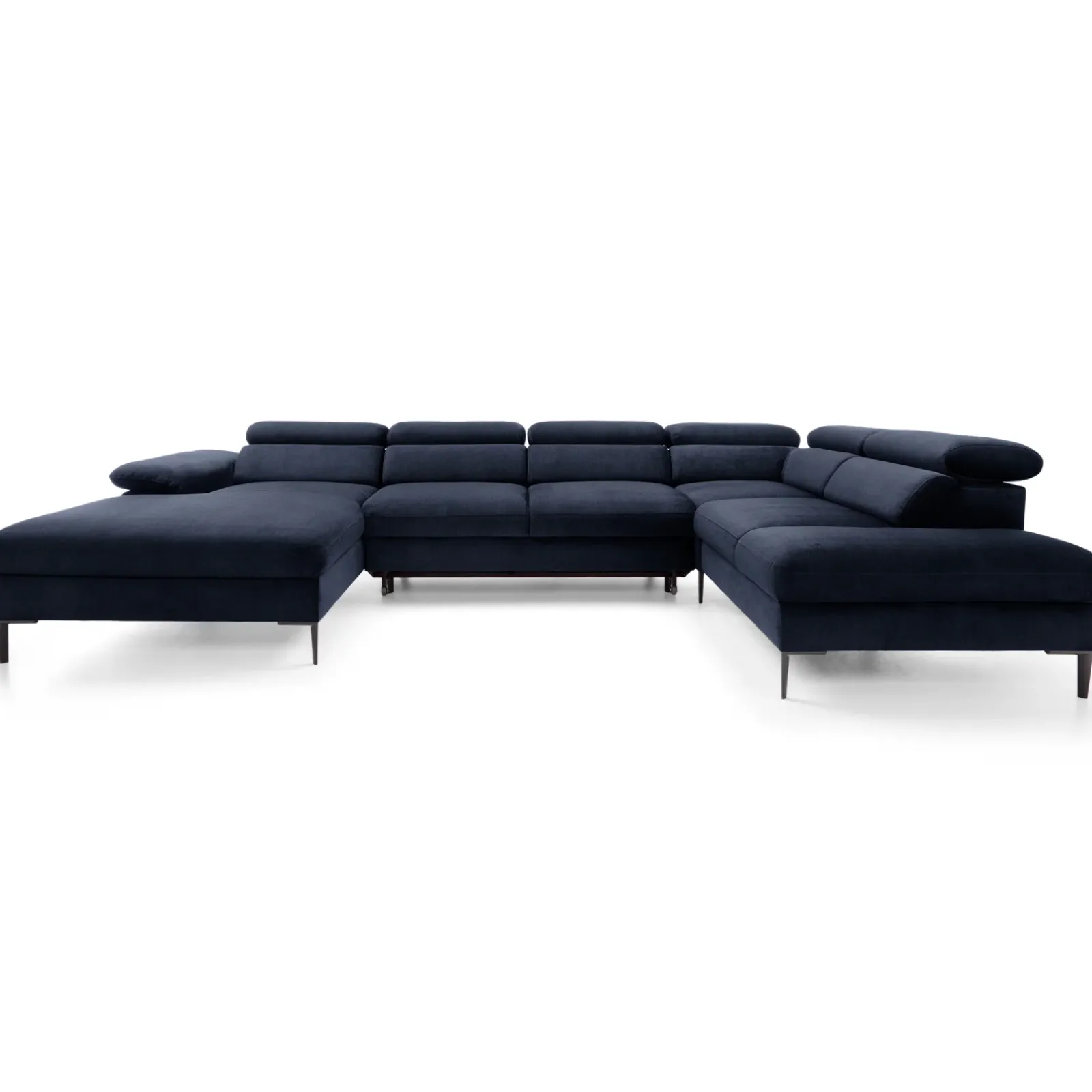 Garnero Arredamenti Divani Angolari|Divani Letto-Divano letto regolabile angolare destro 5 posti 353x214cm tessuto blu Calmora Tessuto Vellutato Vogue Blu