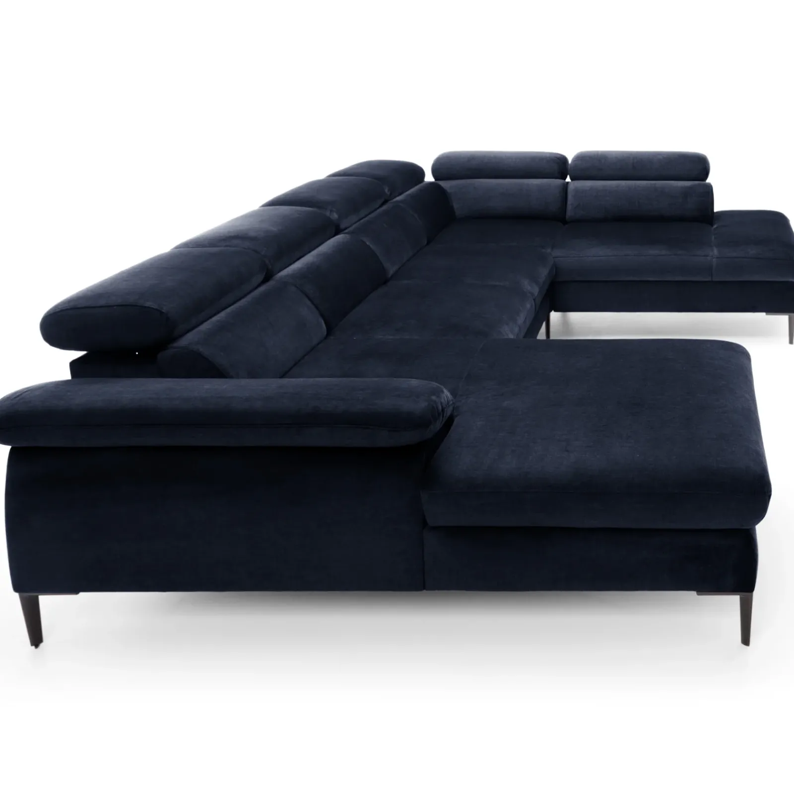 Garnero Arredamenti Divani Angolari|Divani Letto-Divano letto regolabile angolare destro 5 posti 353x214cm tessuto blu Calmora Tessuto Vellutato Vogue Blu