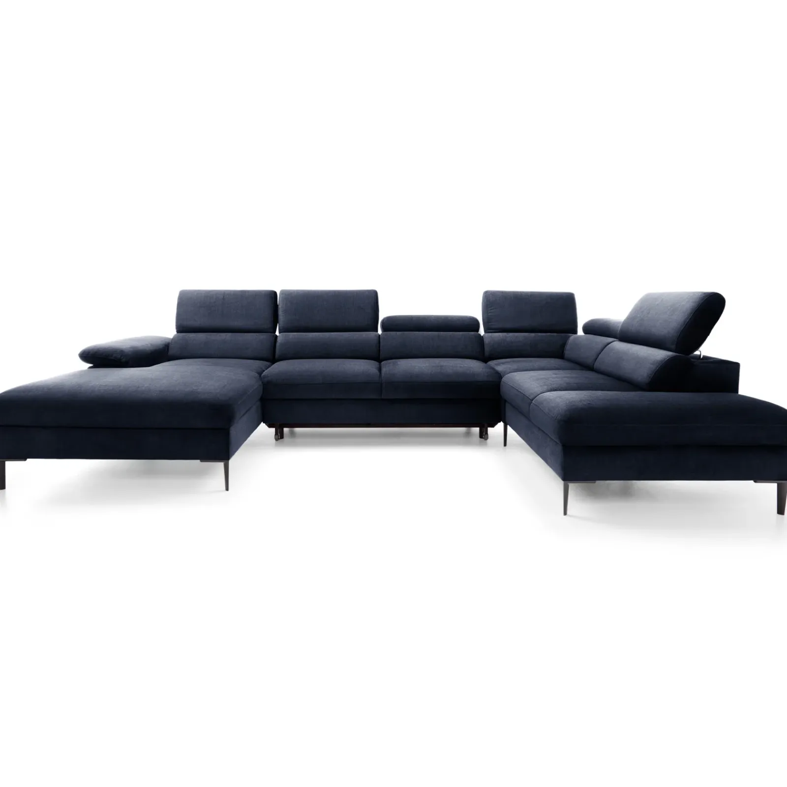 Garnero Arredamenti Divani Angolari|Divani Letto-Divano letto regolabile angolare destro 5 posti 353x214cm tessuto blu Calmora Tessuto Vellutato Vogue Blu