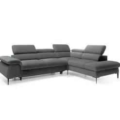 Garnero Arredamenti Divani Angolari|Divani Letto-Divano letto regolabile angolare destra 5 posti 280x214cm tessuto grigio Snuggity Tessuto Vellutato Vogue Grigio