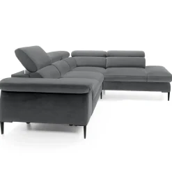 Garnero Arredamenti Divani Angolari|Divani Letto-Divano letto regolabile angolare destra 5 posti 280x214cm tessuto grigio Snuggity Tessuto Vellutato Vogue Grigio