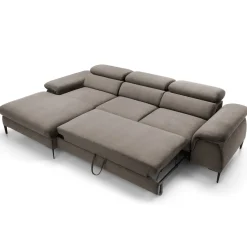 Garnero Arredamenti Divani Angolari|Divani Letto-Divano letto regolabile angolare sinistra 4 posti 288x182cm tessuto beige Loungey Tessuto Vellutato Vogue Beige
