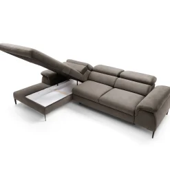 Garnero Arredamenti Divani Angolari|Divani Letto-Divano letto regolabile angolare sinistra 4 posti 288x182cm tessuto beige Loungey Tessuto Vellutato Vogue Beige