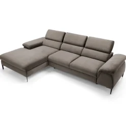 Garnero Arredamenti Divani Angolari|Divani Letto-Divano letto regolabile angolare sinistra 4 posti 288x182cm tessuto beige Loungey Tessuto Vellutato Vogue Beige