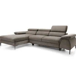 Garnero Arredamenti Divani Angolari|Divani Letto-Divano letto regolabile angolare sinistra 4 posti 288x182cm tessuto beige Loungey Tessuto Vellutato Vogue Beige